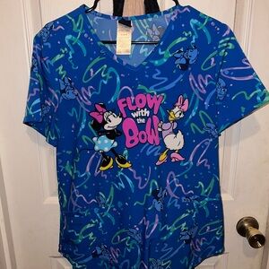Blue Disney Character Scrub Top